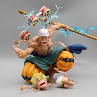 ฟิกเกอร์อะนิเมะ One Piece Enel Thunder Squatting Posture PVC ขนาด 20 ซม. พร้อม 3 หัว