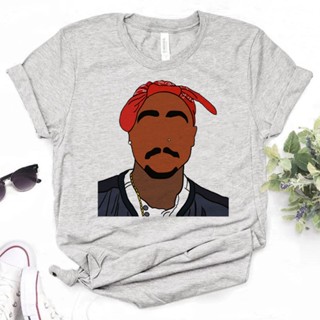 เสื้อยืด พิมพ์ลายการ์ตูนมังงะ Tupac 2000s สําหรับผู้หญิง