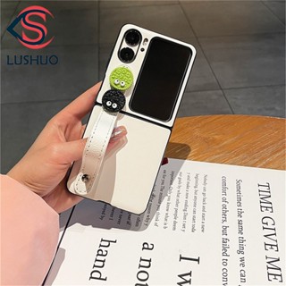 Lushuo เคสโทรศัพท์มือถือหนัง ฝาพับ ลายบิสกิตน่ารัก 3D พร้อมช่องใส่บัตร และสายคล้องมือ สไตล์เกาหลี สําหรับ OPPO Find N2 findn2