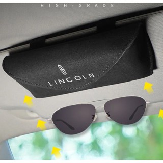 LINCOLN LOGO car sun visor hollow design glasses clip NAVIGATOR AVIATOR NAUTILUS CORSAIR star MKZ MKC MKX MKT interior modified sunglasses business card leather material multifunctional storage box