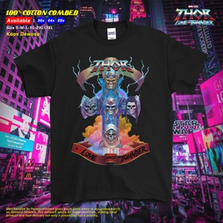 เสื้อยืดแขนสั้นคอกลมMarvel Thor Love And Thunder 2. เสื้อยืด สําหรับผู้ชายCotton 100%  [S-5XL]