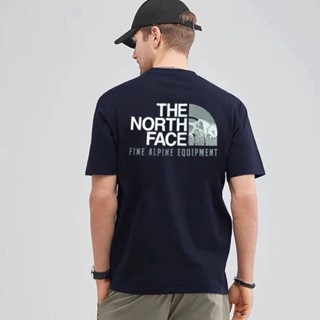 เสื้อยืดแขนสั้น ผ้าฝ้ายแท้ พิมพ์ลายภูเขา The North Face แฟชั่นฤดูร้อน 2023