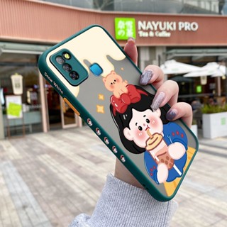 เคสโทรศัพท์มือถือแบบแข็ง ใส กันกระแทก ลายการ์ตูนเด็กผู้หญิงชานม มีลายด้านข้าง สําหรับ Infinix Smart 5 Hot 10 Lite X657 X657C