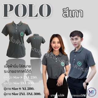 เสื้อโปโลปักโลโก้กระทรวงสาธารณสุข สีเทา