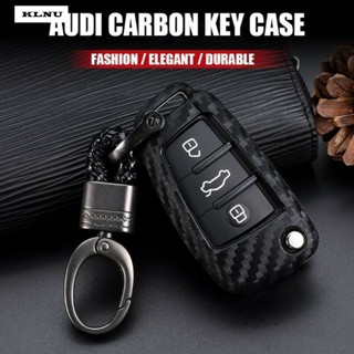 Klnu เคสรีโมตกุญแจรถยนต์ แบบซิลิโคน คาร์บอนไฟเบอร์ สําหรับ Audi A1 A3 A4 A6 A7 A8 S3 RS3 Q3 Q7 TT