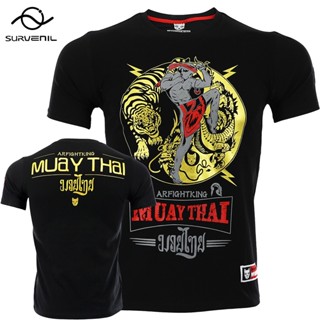 เสื้อยืด ผ้าฝ้าย พิมพ์ลายมังกรมวยไทย Mma Rashguard สําหรับผู้ชาย