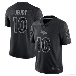 เสื้อยืดกีฬาแขนสั้น ลายทีมฟุตบอล QY NFL Denver Broncos Jersey Jerry Jeudy สีดํา