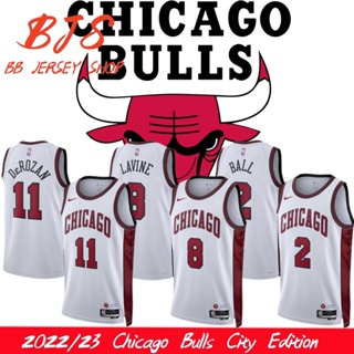 【BJS �� เสื้อกีฬาแขนสั้น ลายทีม Chicago Bulls City Edition เบอร์ 2022 23 ลูกบาสเก็ตบอล 8Zach LaVine