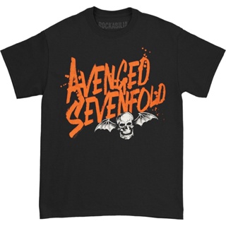 เสื้อยืดคอกลมเสื้อยืด พิมพ์ลายวงดนตรี Avenged SEVENFOLD Orange Splatter สําหรับผู้ชายS-4XL