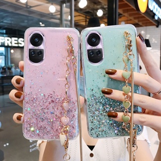 ใหม่ เคสโทรศัพท์OPPO Reno 10 Reno10 Pro Reno10 Pro+ 5G 2023มือถือนิ่ม แบบใส ประดับเลื่อมกลิตเตอร์ พร้อมสายยาว สําหรับ เคสOPPO Reno10 5G