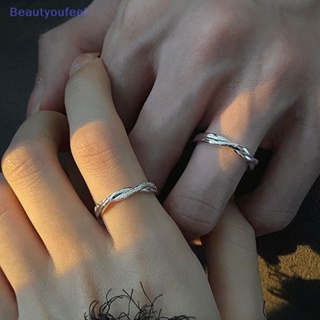 [Beautyoufeel] ชุดแหวนนิ้วมือ ปรับได้ สีเงิน เครื่องประดับแฟชั่น ของขวัญวันครบรอบ สําหรับผู้หญิง และผู้ชาย