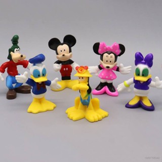 โมเดลตุ๊กตาฟิกเกอร์ การ์ตูนมิกกี้ มินนี่เมาส์ Donald Duck Daisy Duck Goofy Pluto ของเล่นสําหรับเด็ก เก็บสะสม ของขวัญ มี 6 ชิ้น