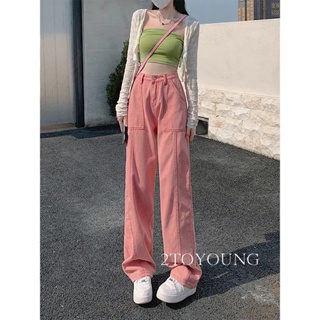 2TOYOUNG  กางเกงขายาว คาร์โก้ กางเกง เชือกอเมริกันคลาสิค Cargo pants 2023 NEW 071984 ทันสมัย High quality Trendy Comfortable A20M01D 36Z230909