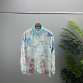 N1HH CASABLANCA fashion brand European goods inquiry shirt blue letter printed pattern mens and womens cardigan in stock