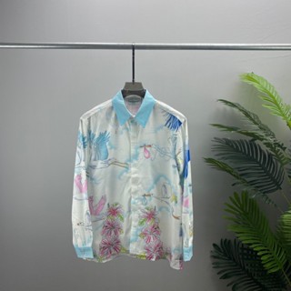 N1HH CASABLANCA fashion brand European goods inquiry shirt blue letter printed pattern mens and womens cardigan in stock