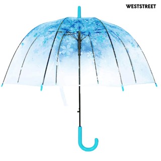 Weststreet ร่มกันลม ทรงโดม ลายดอกซากุระ สีใส แฟชั่น