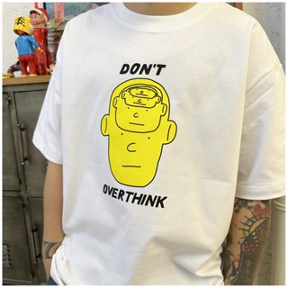 DONT OVERTHINK แขนสั้นพิมพ์ลาย, เสื้อยืดคอตตอนร้อยเปอร์เซ็นต์ S-5XL