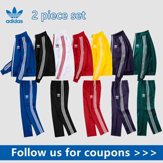 【แจ็กเก็ต + กางเกง】adidasclover ชุดกีฬา เสื้อแจ็กเก็ต สไตล์คลาสสิก 100% สําหรับผู้ชาย นักเรียน