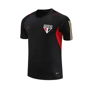 เสื้อกีฬาแขนสั้น ลายทีมชาติฟุตบอล Sao Paulo 24 Sao พลัสไซซ์ สีดํา สําหรับผู้ชาย ไซซ์ S-XXL