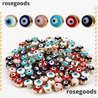 Rosegoods1 ลูกปัดอะคริลิคเรซิ่น รูปตาชั่วร้าย ทรงกลม 6 มม. คละสี สําหรับทําเครื่องประดับ