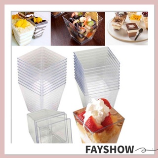 FAY ถ้วยใส ทรงสี่เหลี่ยมคางหมู สําหรับใส่ขนมหวาน 60 มล. 10 30 50 ชิ้น