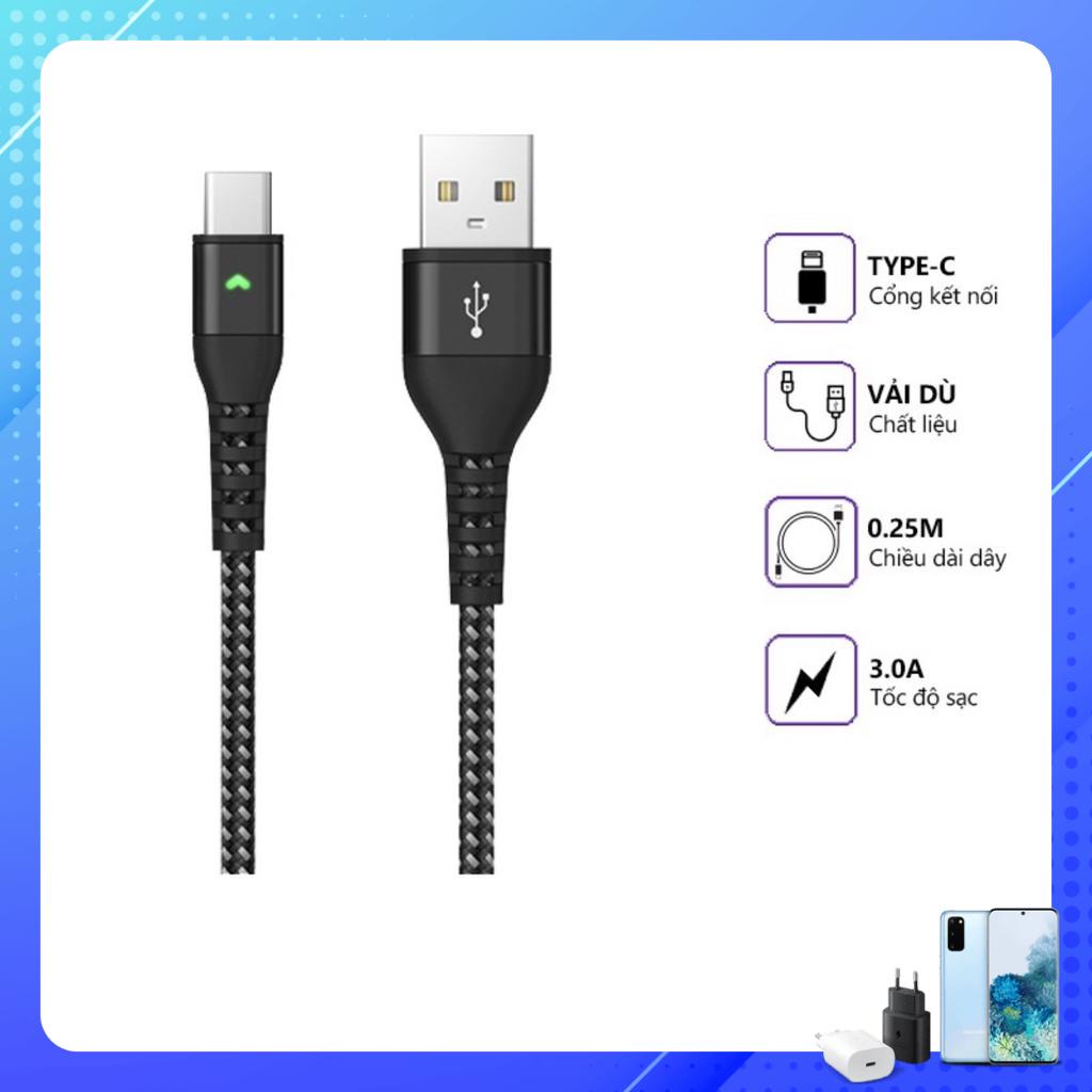 LANEX LTC - N12C สายชาร์จเร็ว สายร่มชูชีพ 3.0A พอร์ตเชื่อมต่อ Type-C ยาว 0.25 ม. พร้อมไฟ led