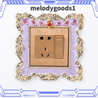 Melodygoods1 ฝาครอบสวิตช์ไฟ ขอบพลาสติก สีทอง สไตล์ยุโรป สําหรับตกแต่งห้องนั่งเล่น