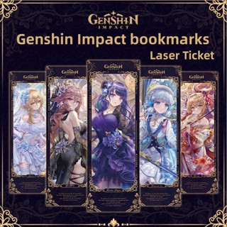 Genshin โปสการ์ดเลเซอร์ ลายการ์ตูนอนิเมะ Raiden Ei Ayaka Card LOMO ของเล่น ของขวัญ สําหรับแฟนคลับ เก็บสะสม