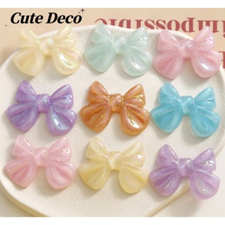 CROCS 【Cute Deco】กระดุมเรซิ่น รูปโบว์นางเงือกน่ารัก สีชมพู สําหรับตกแต่งรองเท้า DIY