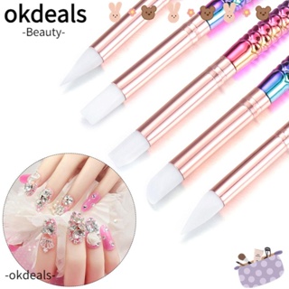 OKDEALS ขายดี แปรงปากกาแกะสลักกลิตเตอร์ พลอยเทียม 3D สําหรับตกแต่งเล็บ DIY