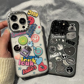 เคสป้องกันโทรศัพท์มือถือซิลิโคน ผิวด้าน ลายสติกเกอร์ สําหรับ iPhone 14 14promax 13 12 11