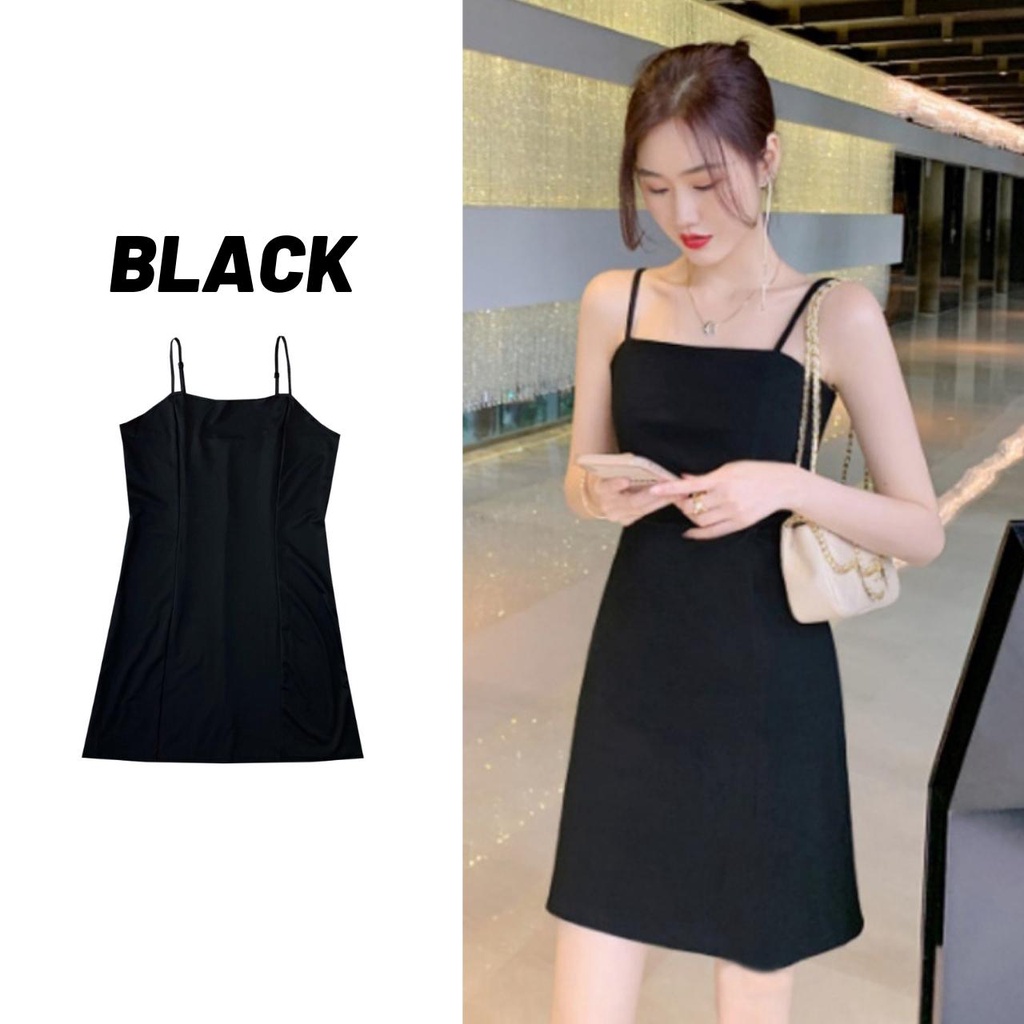 Sale80% มินิเดรสสีดำล้วน สายปรับได้ (ใส่ได้ทุกโอกาส)
