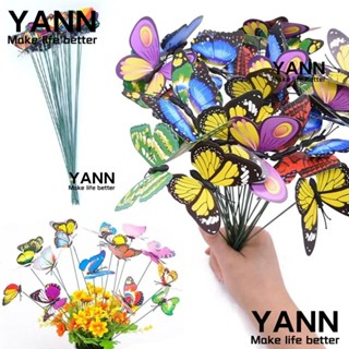 Yann1 ก้านผีเสื้อจําลอง PVC กันน้ํา 9.8 นิ้ว ลายดอกไม้ 3D สําหรับตกแต่งสวน 50 ชิ้น