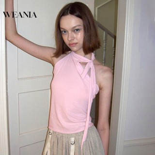 Weania เสื้อกล้าม เปิดไหล่ข้างเดียว ออกแบบใหม่ ฤดูร้อน สําหรับผู้หญิง