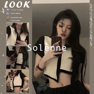 Solenne เสื้อครอป เสื้อยืดผู้หญิง ครอป baby tee สาวเรโทร 2023 NEW Style 072601