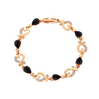 Hollow Love Heart Gold Zircon Crystal Bracelet Bangle Women Jewelry Gifts