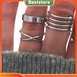 Beststore|  6 ชิ้น / เซต แหวนสนับมือ ทวินนิ่ง / ครอส ซ้อนกันได้ วินเทจ ผู้หญิง แหวน เครื่องประดับ สําหรับงานปาร์ตี้