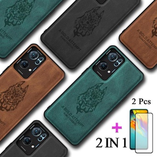 2 IN 1 เคสโทรศัพท์หนัง เซรามิก หน้าจอโค้ง สําหรับ OPPO Reno 7 Pro 5G