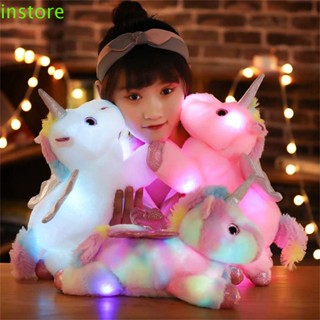 Instore ตุ๊กตาม้ายูนิคอร์น มีไฟ LED เรืองแสง ขนาด 38 ซม. หลากสี ของเล่นสําหรับเด็ก