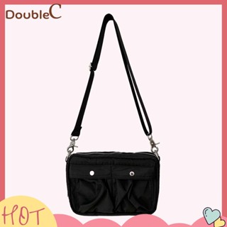 【Double C 】✿   กระเป๋าสะพายข้าง ผ้าไนล่อน แต่งซิป สามารถปรับได้ สไตล์วินเทจ สําหรับผู้หญิง