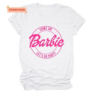 Doublepeony เสื้อยืดคอกลม แขนสั้น ผ้าฝ้าย พิมพ์ลาย Bachelorette Lets Go Party Come on Dear Barbie สําหรับตุ๊กตาบาร์บี้