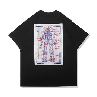 [Hot Sale]! เสื้อยืดอนิเมะ Mobile Suit Gundam ภาพวาดการออกแบบโมบิลสูทกันดั้ม RX78 เสื้อยืดแขนสั้น ฤดูร้อน ใหม่