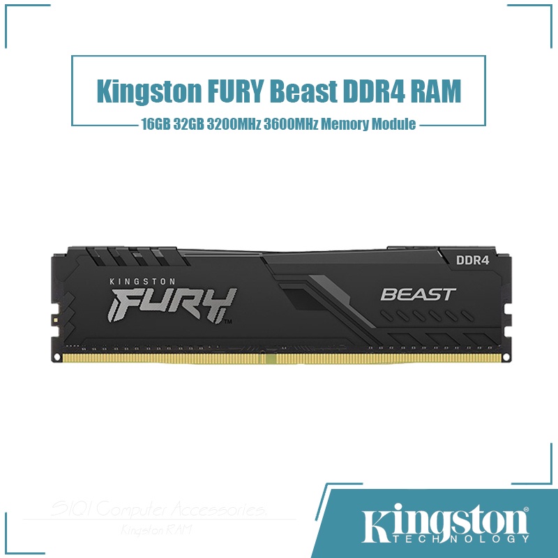 Kingston FURY Beast เมนบอร์ดหน่วยความจํา CPU DDR4 RAM 16GB 32GB 3200MHz 3600MHz AMD Intel 288 PIN 1.2V