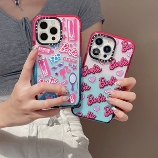 Casetify เคสโทรศัพท์มือถือแบบแข็ง แต่งกลิตเตอร์ ไล่โทนสีฟ้า ชมพูใส สําหรับ iPhone 14 13 12 Pro Max