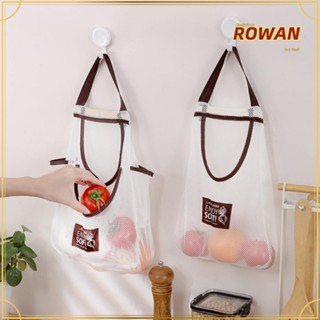 Rowans กระเป๋าตาข่ายโพลีเอสเตอร์ แบบแขวน ขนาดใหญ่ และยาว สีขาว สําหรับใส่ผลไม้ ห้องครัว