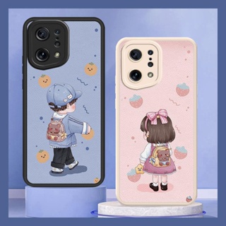 advanced leather Phone Case For OPPO Find X5 luxurious couple funny creative Cartoon youth simple heat dissipation texture