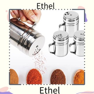 Ethel1 ขวดจ่ายเกลือ เครื่องเทศ เกลือ แบบสเตนเลส หมุนได้ ทําความสะอาดง่าย 3 ชิ้น