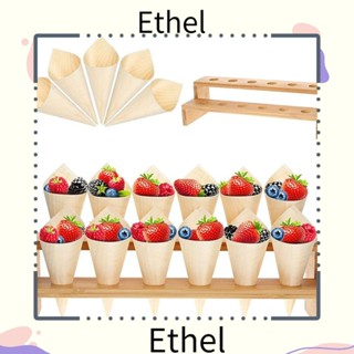 Ethel1 ชั้นวางกรวยไอศกรีม ไม้ไผ่ธรรมชาติ 12 หลุม แบบใช้แล้วทิ้ง สําหรับตกแต่งงานแต่งงาน ปาร์ตี้