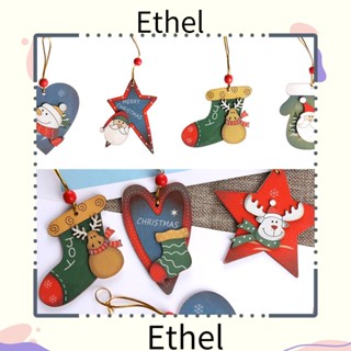 Ethel1 จี้ลูกปัดไม้ รูปกวาง สีแดง สําหรับตกแต่งบ้าน วันหยุด