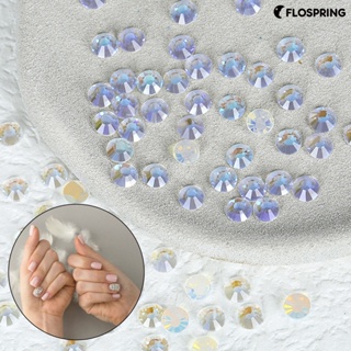 Flospring พลอยเทียม กลิตเตอร์ AB ก้นแบน สามมิติ สีม่วงใส หลายขนาด สําหรับตกแต่งเล็บผู้หญิง 1 ถุง